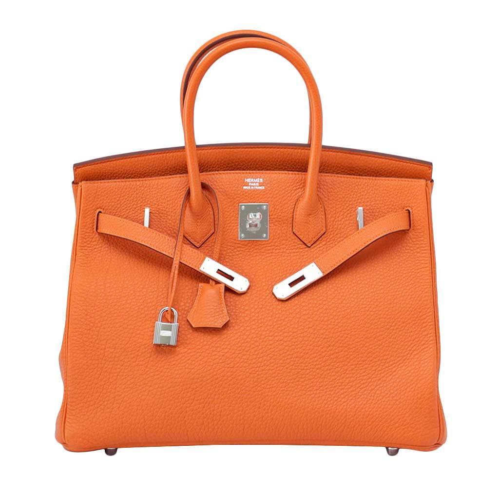 Hermes Birkin 35 Orange Togo Leather Palladium Hardware