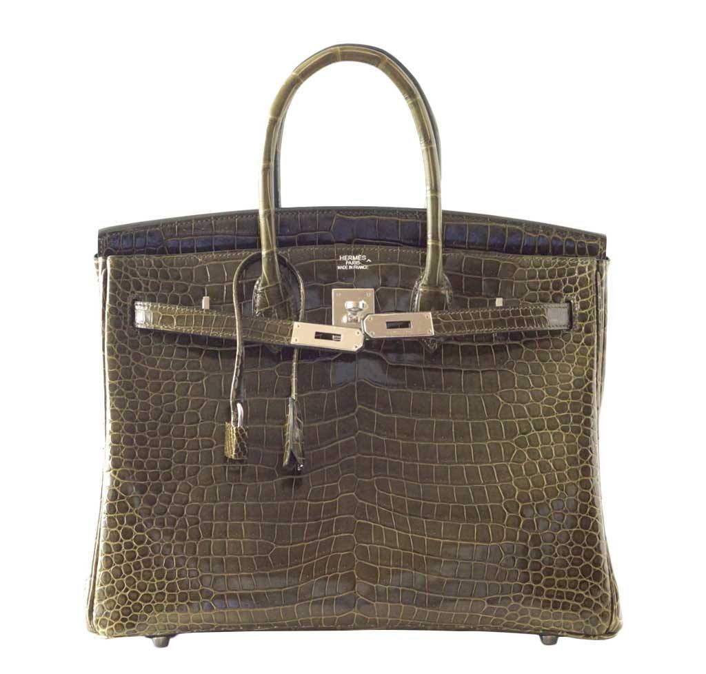 Hermes Birkin 35 Vert Veronese Porosus Crocodile Palladium Hardware