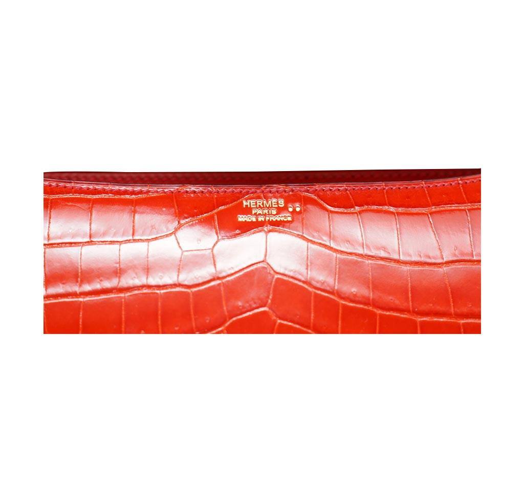 Hermes Constance Elan Geranium Niloticus Crocodile Gold Hardware