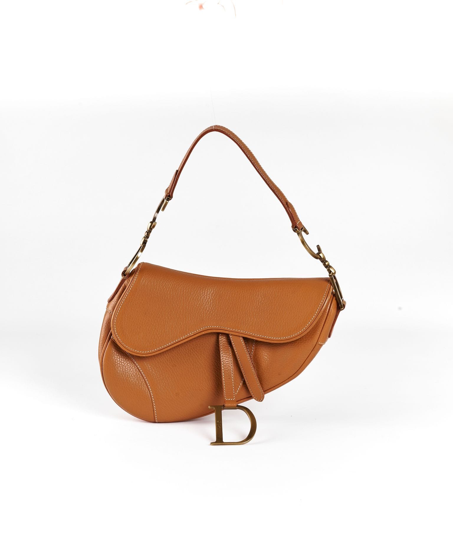 Dior Saddle Bag Tan Brown Leather Gold Hardware