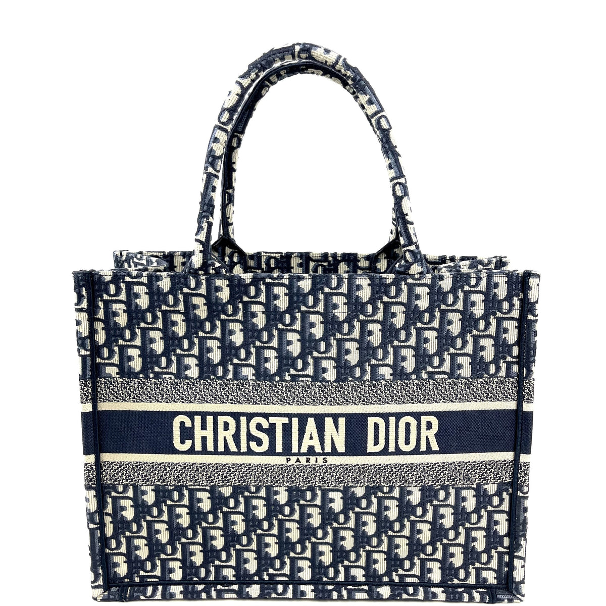Christian Dior Small Book Tote Oblique Canvas Black/White