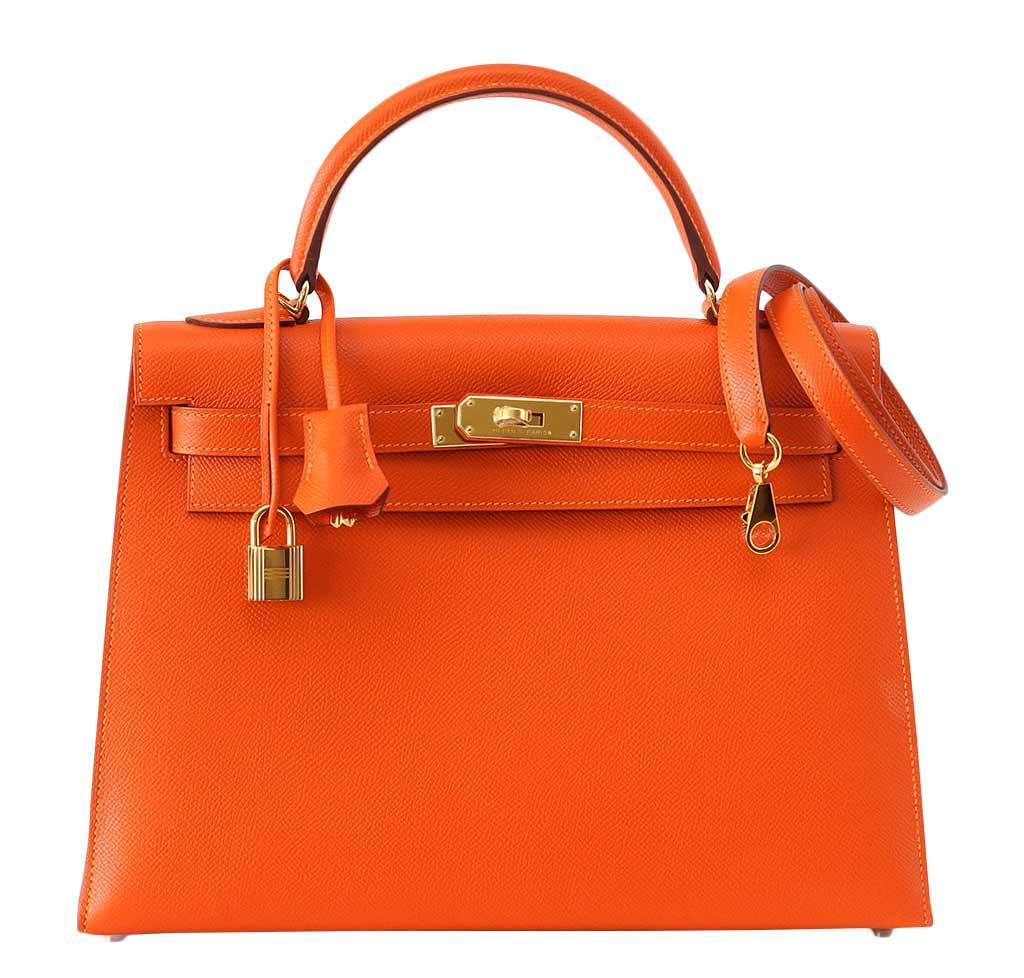 Hermes Kelly Sellier 32 Feu Epsom Leather Gold Hardware