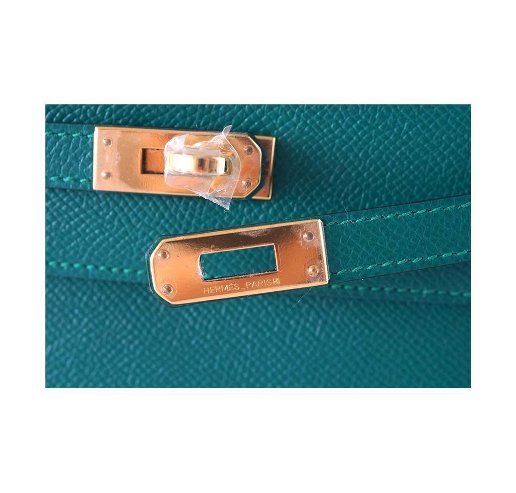 Hermes JPG Kelly Pochette Malachite Epsom Leather Gold Hardware