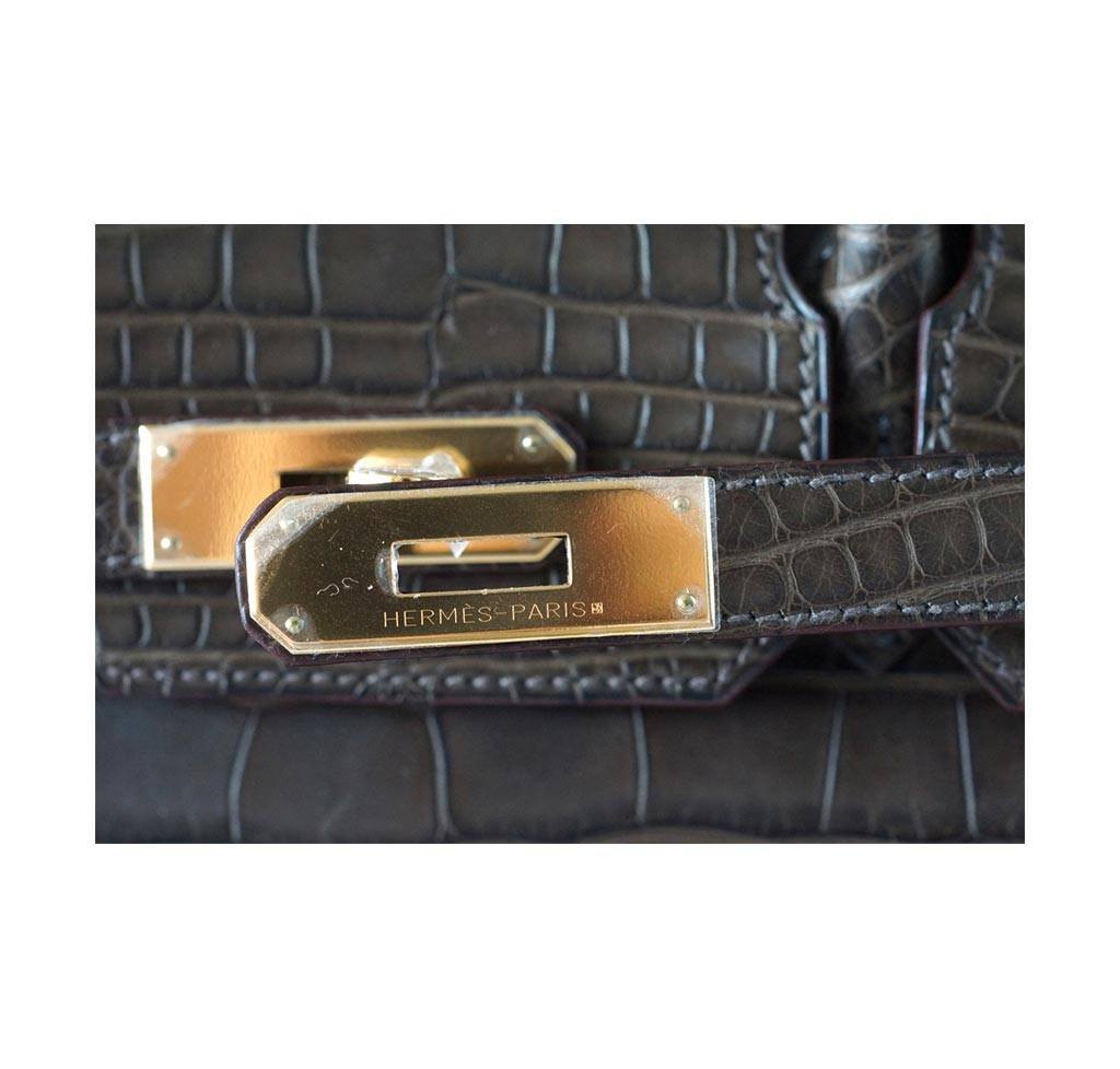 Hermes Birkin 30 Gris Elephant Matte Alligator Gold Hardware