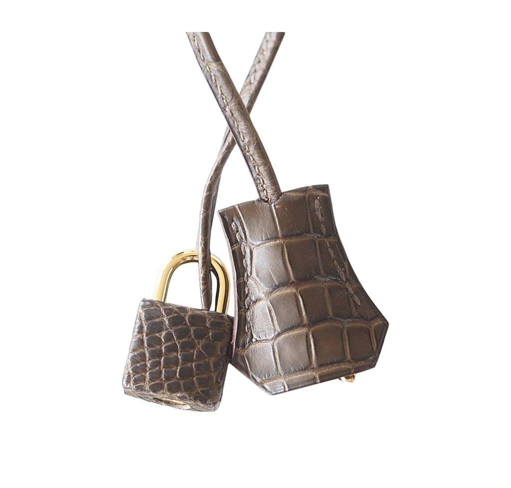 Hermes Birkin 30 Gris Elephant Matte Alligator Gold Hardware