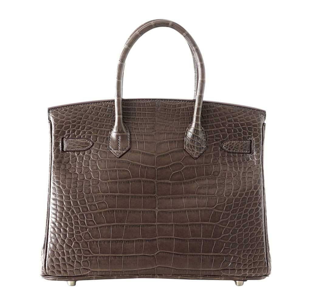 Hermes Birkin 30 Gris Elephant Matte Alligator Gold Hardware