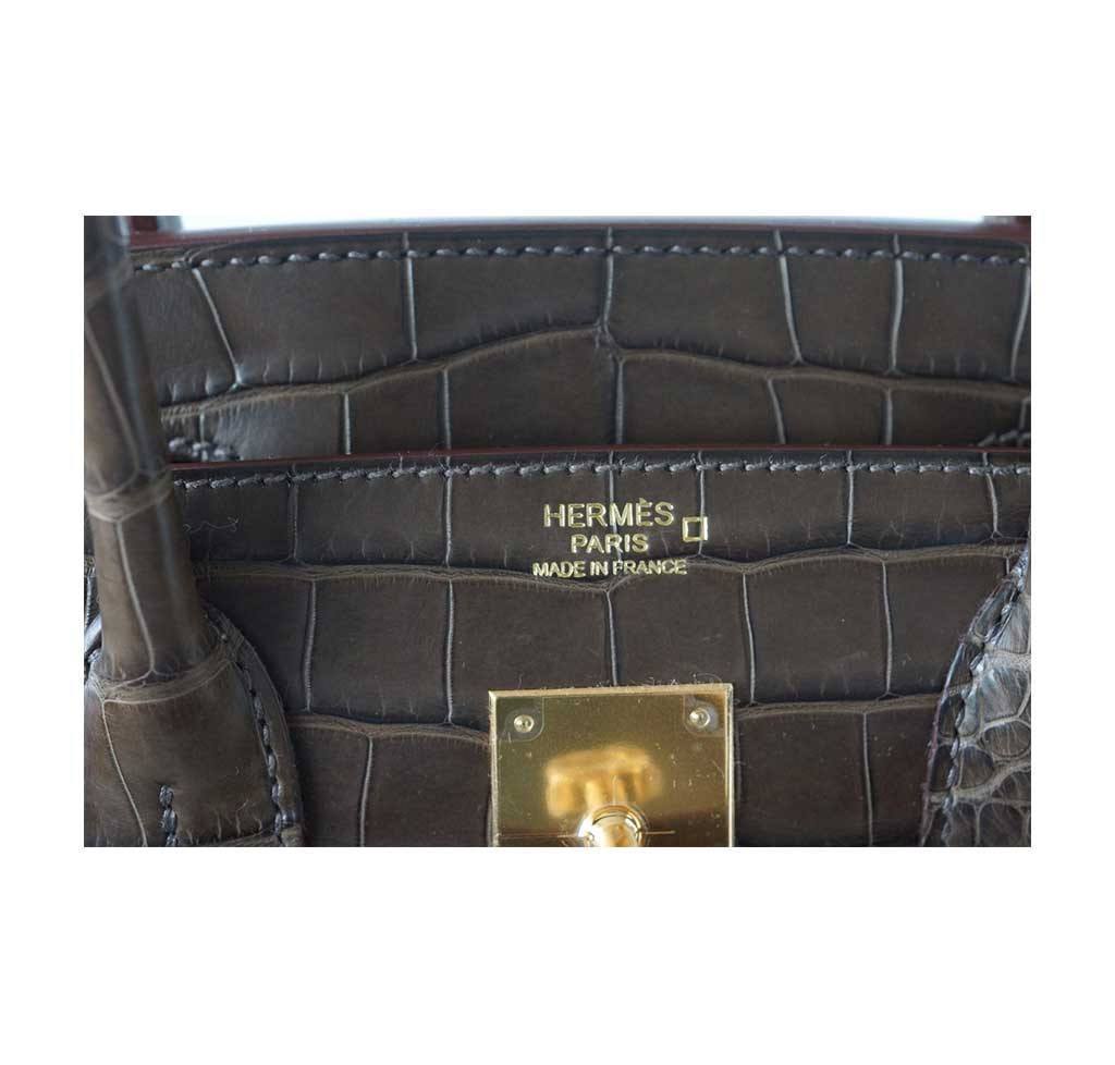 Hermes Birkin 30 Gris Elephant Matte Alligator Gold Hardware