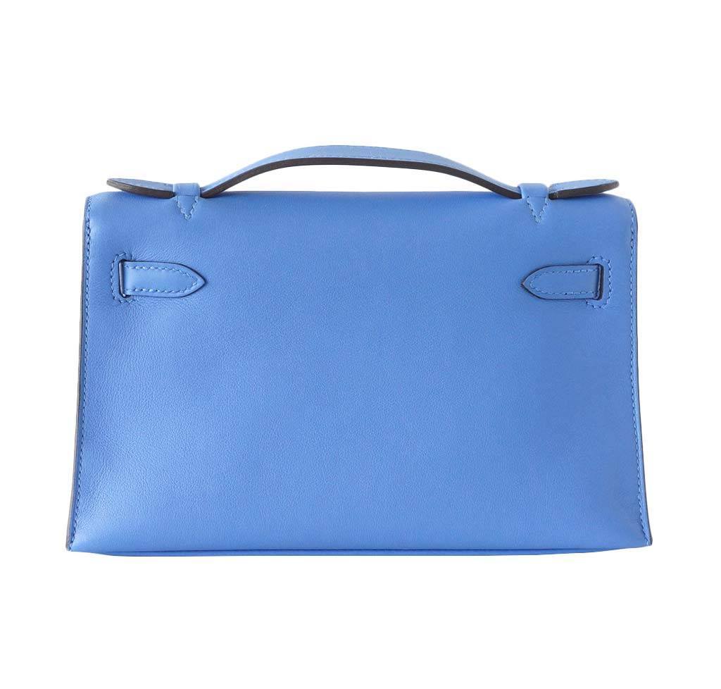 Hermes JPG Kelly Pochette Blue Paradise Swift Leather Palladium Hardware