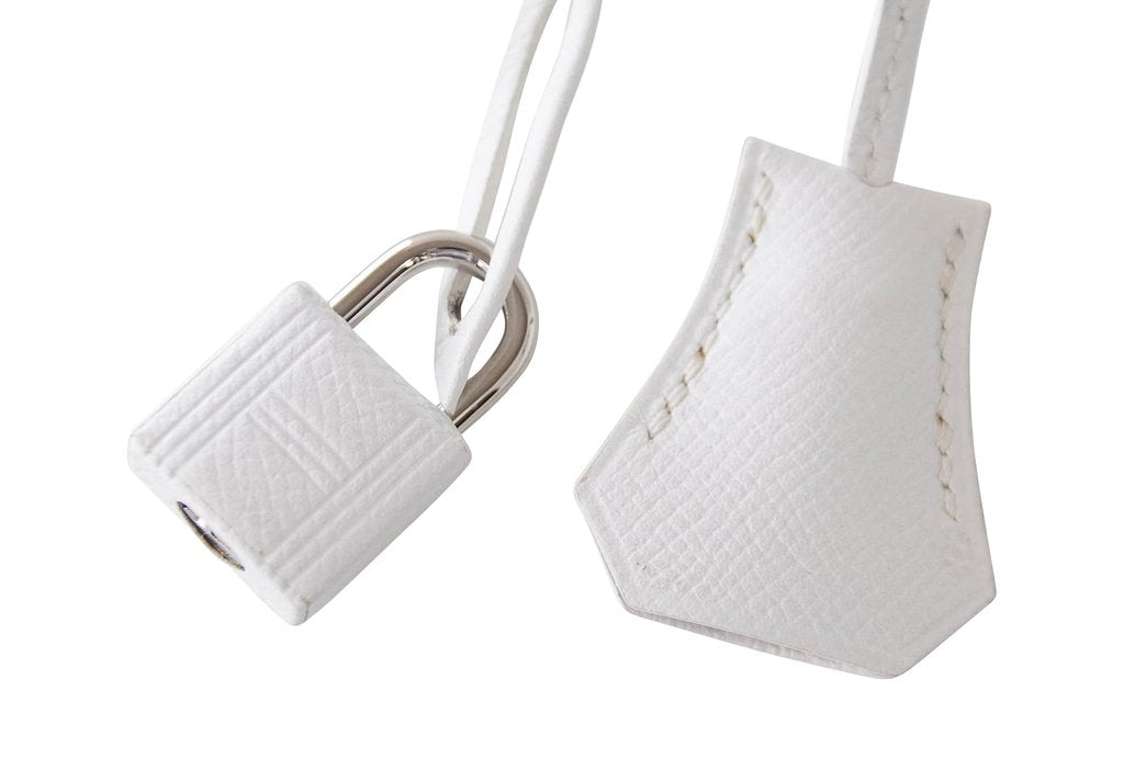 Hermes Kelly Sellier 25 HSS White Bamboo Epsom Leather Palladium Hardware