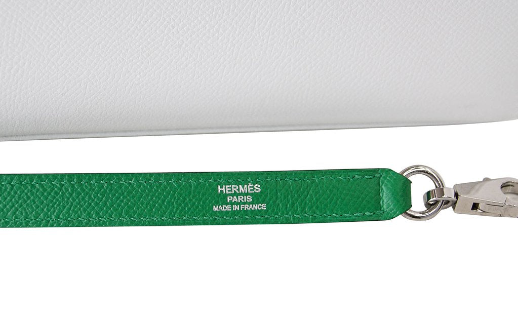 Hermes Kelly Sellier 25 HSS White Bamboo Epsom Leather Palladium Hardware