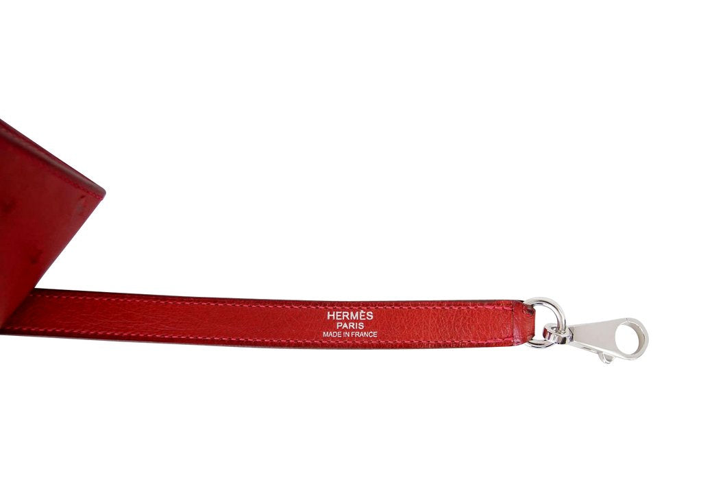 Hermes Kelly Sellier 25 Rouge Vif Ostrich Palladium Hardware