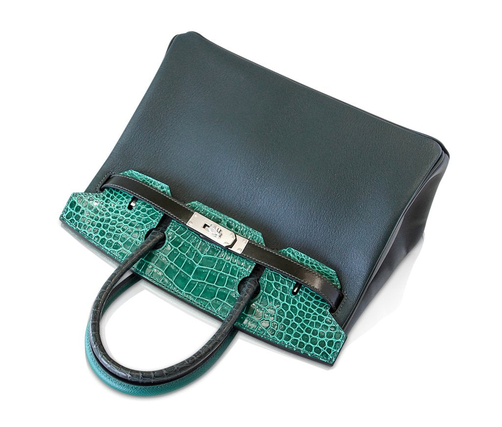 Hermes Birkin 30 Patchwork Vert Multi-Material Palladium Hardware Limited Edition