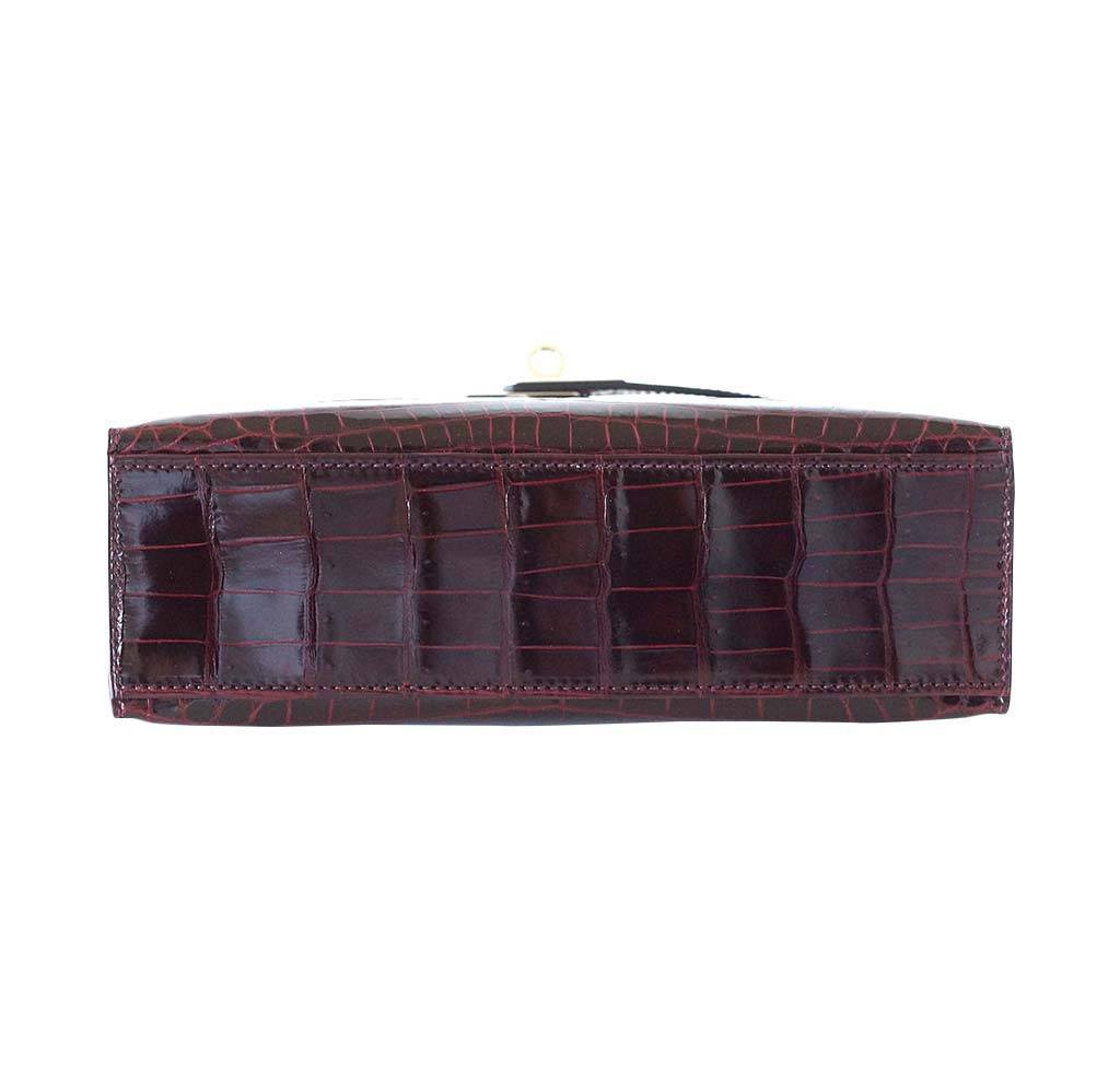 Hermes JPG Kelly Pochette Bordeaux Niloticus Crocodile Palladium Hardware