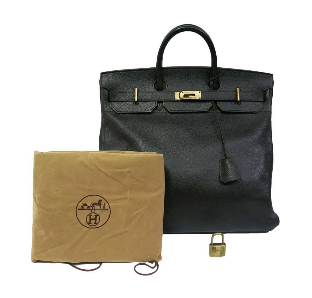 Hermes HAC 45 Black Ardennes Leather Permabrass Hardware
