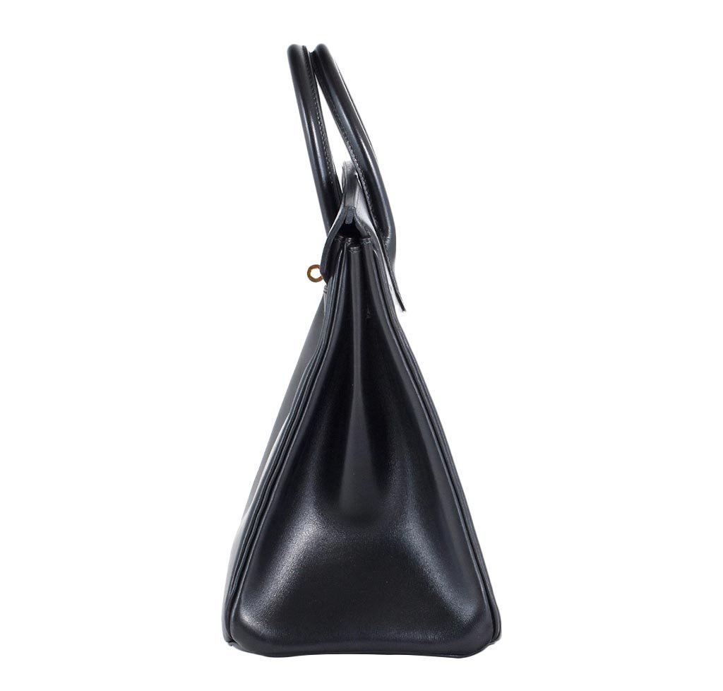 Hermes HAC 32 Black Box Calf Leather Gold Hardware