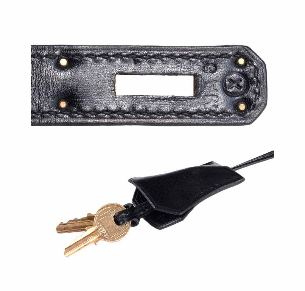 Hermes HAC 32 Black Box Calf Leather Gold Hardware