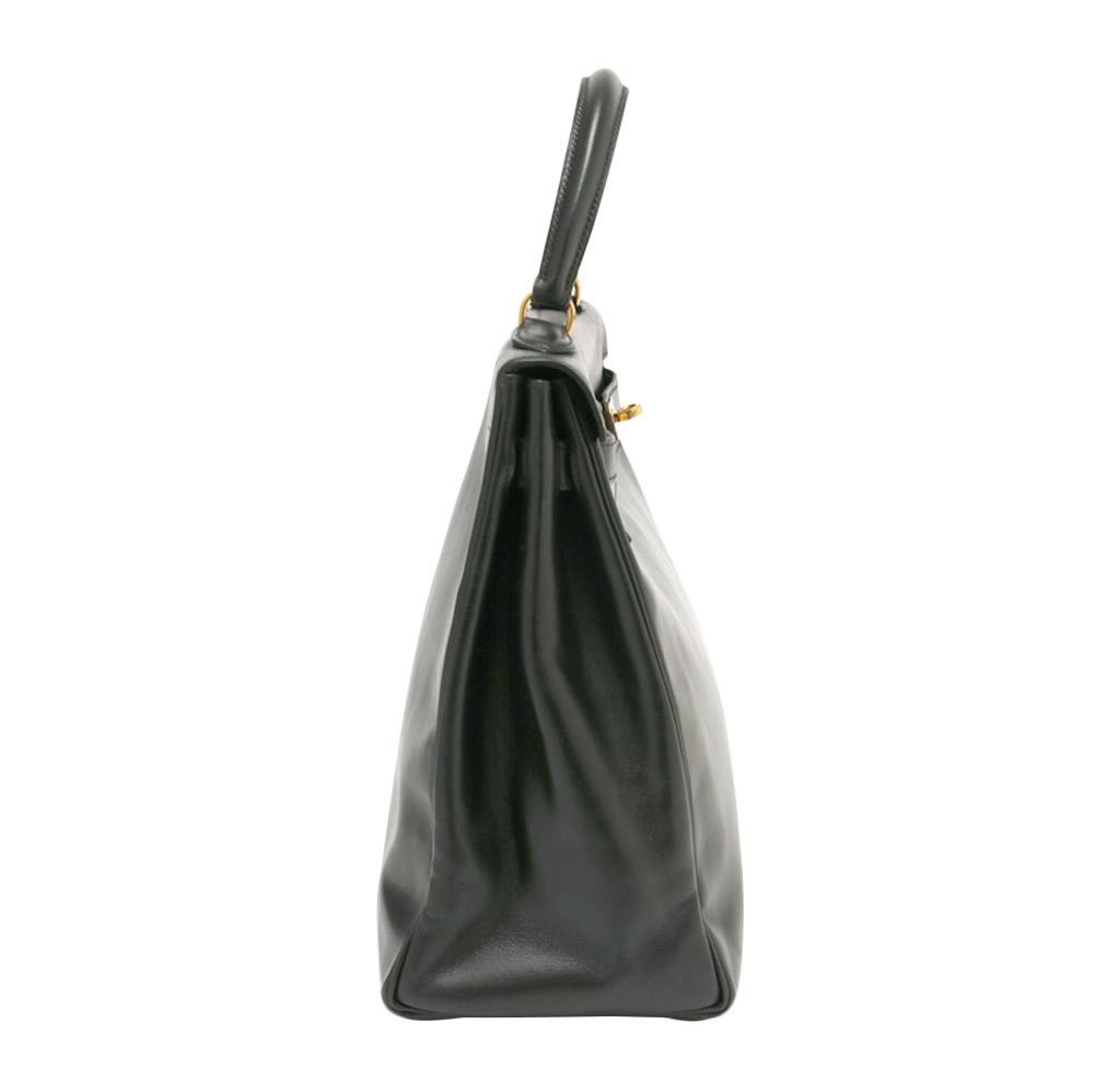 Hermes Kelly 35 Black Box Calf Leather Gold Hardware