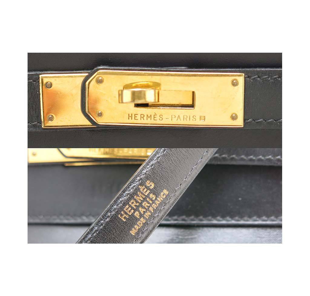 Hermes Kelly 35 Black Box Calf Leather Gold Hardware