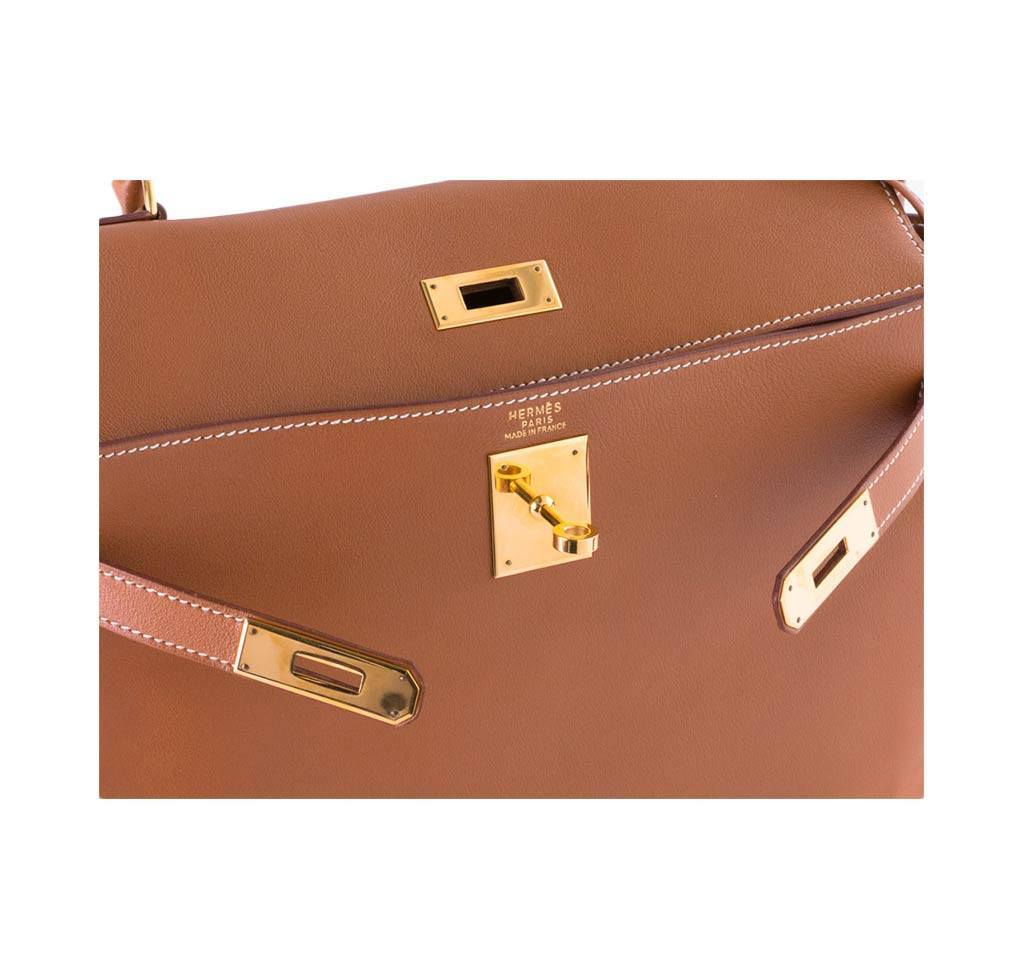 Hermes Kelly 32 Gold Gulliver Leather Gold Hardware