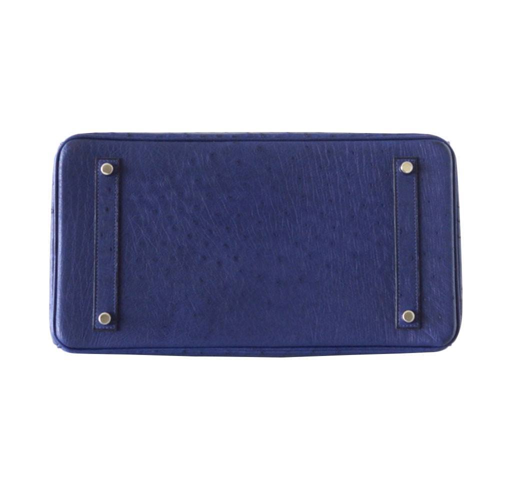 Hermes Birkin 35 Blue Iris Ostrich Palladium Hardware
