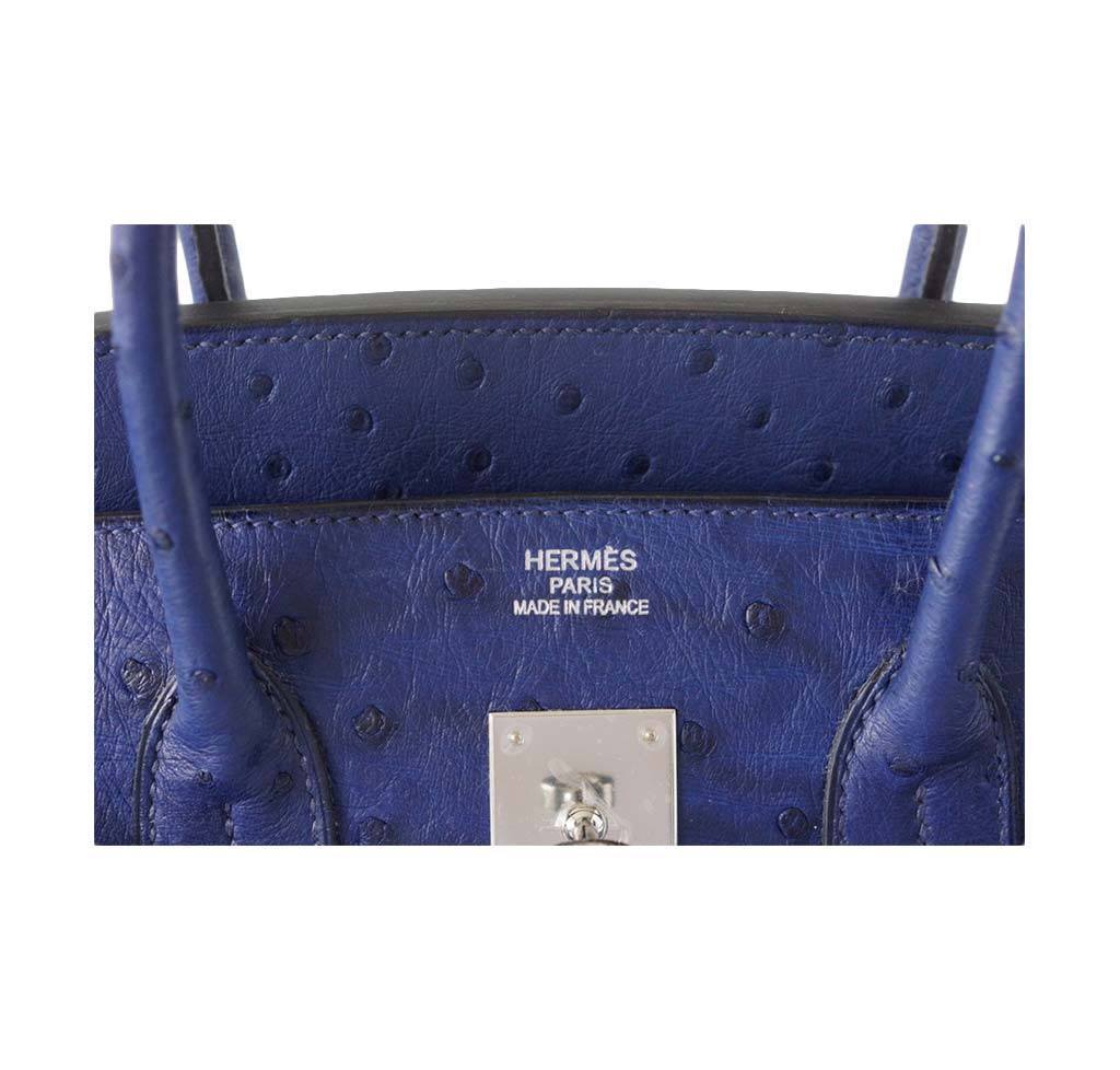 Hermes Birkin 35 Blue Iris Ostrich Palladium Hardware