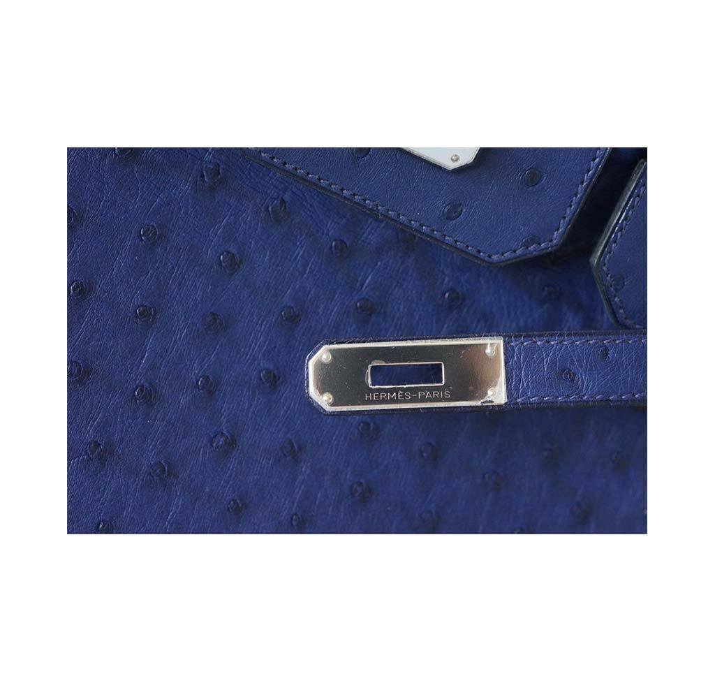 Hermes Birkin 35 Blue Iris Ostrich Palladium Hardware