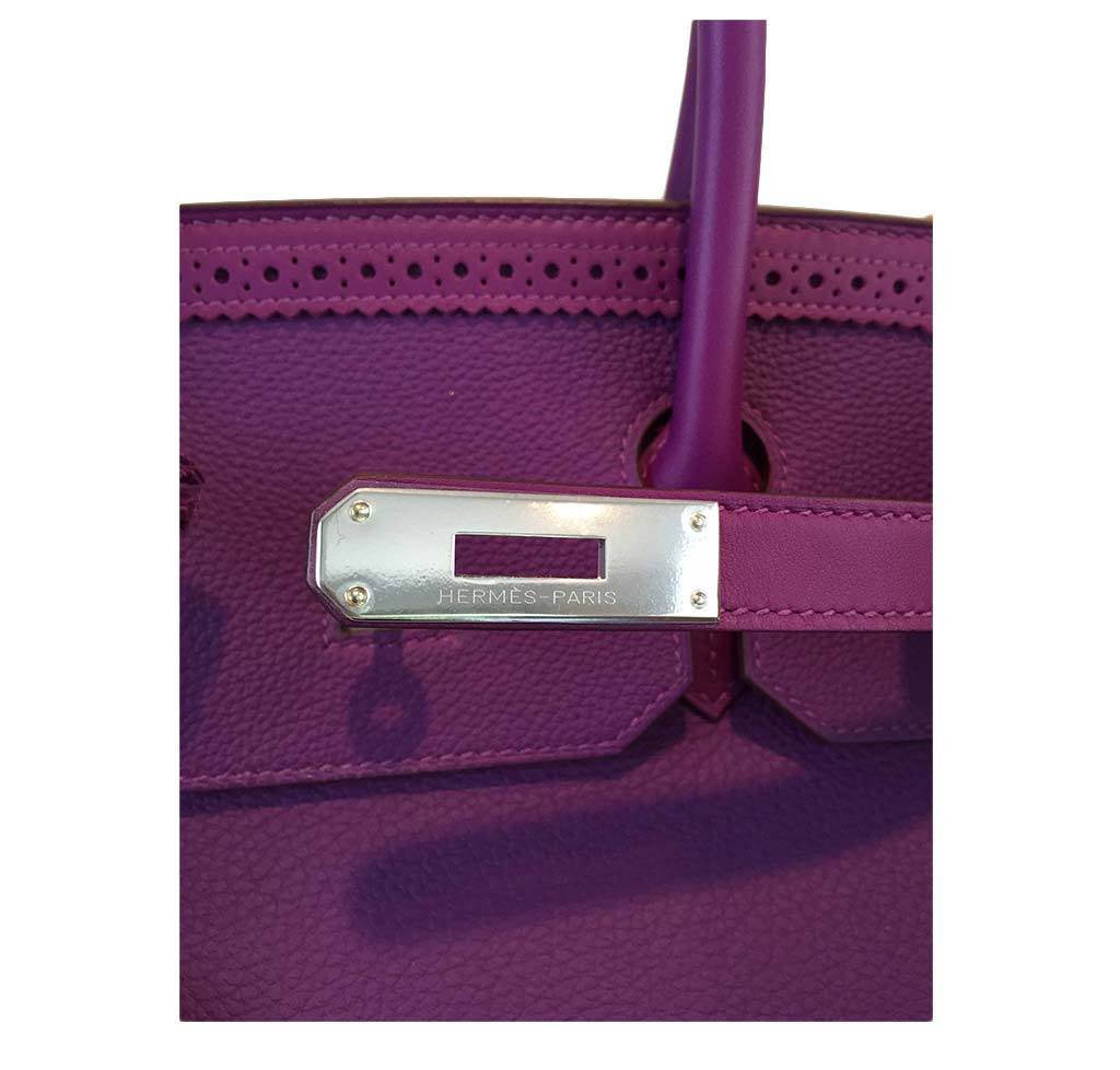 Hermes Birkin 35 Ghillies Anemone Swift Togo Leather Palladium Hardware
