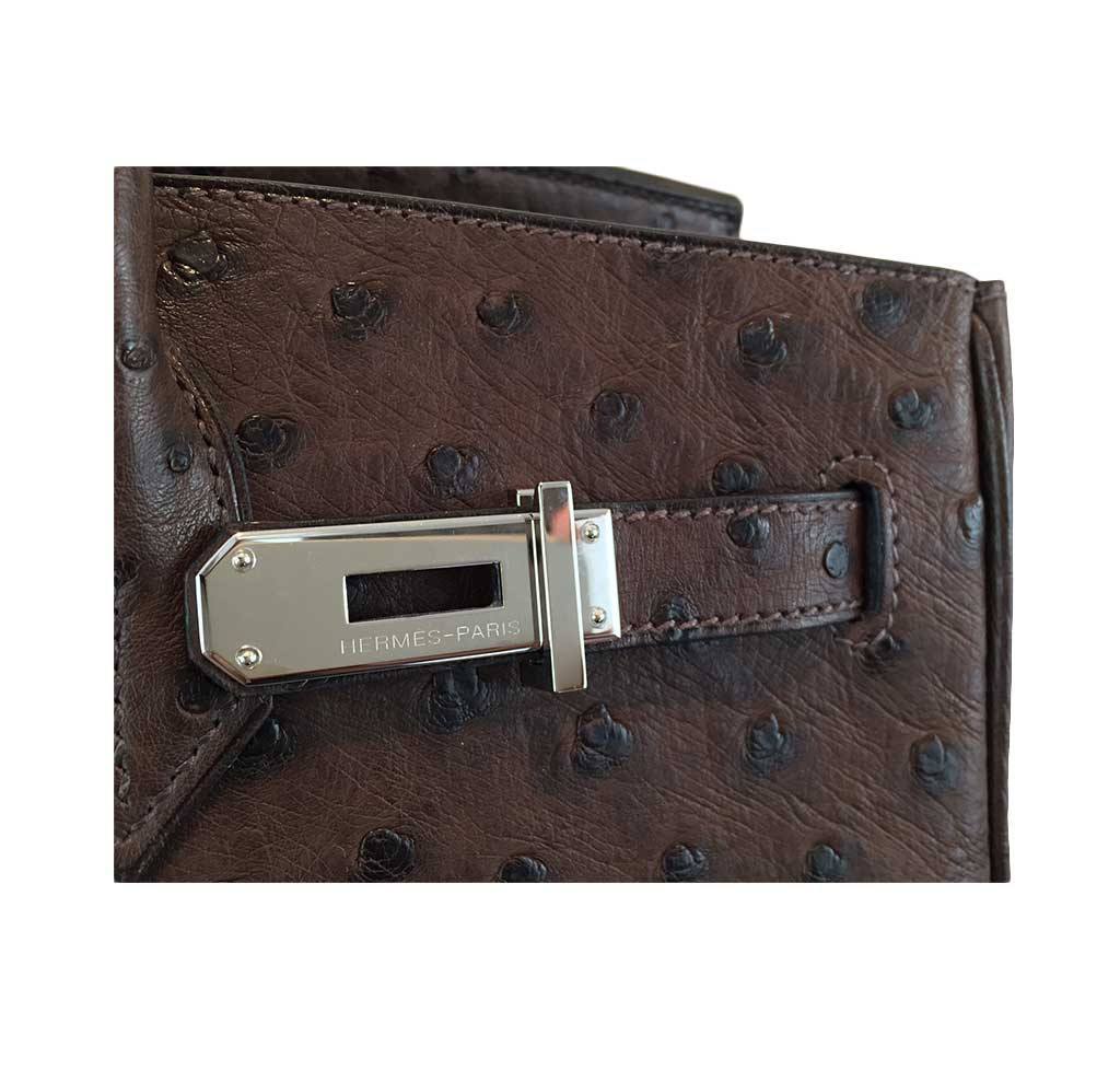 Hermes Birkin 35 Marron Fonce Ostrich Palladium Hardware