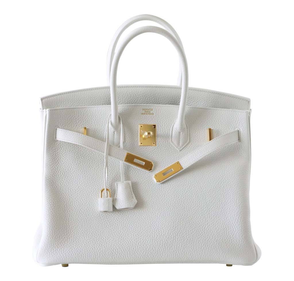 Hermes Birkin 35 Snow White Togo Leather Gold Hardware