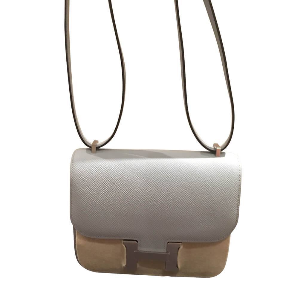 Hermes Constance Mini 18 Bleu Glacier Epsom Leather Palladium Hardware