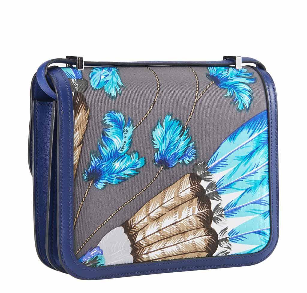Hermes Constance Mini 18 Brasil Graphite Blue Thalassa Silk Swift Leather Palladium Hardware