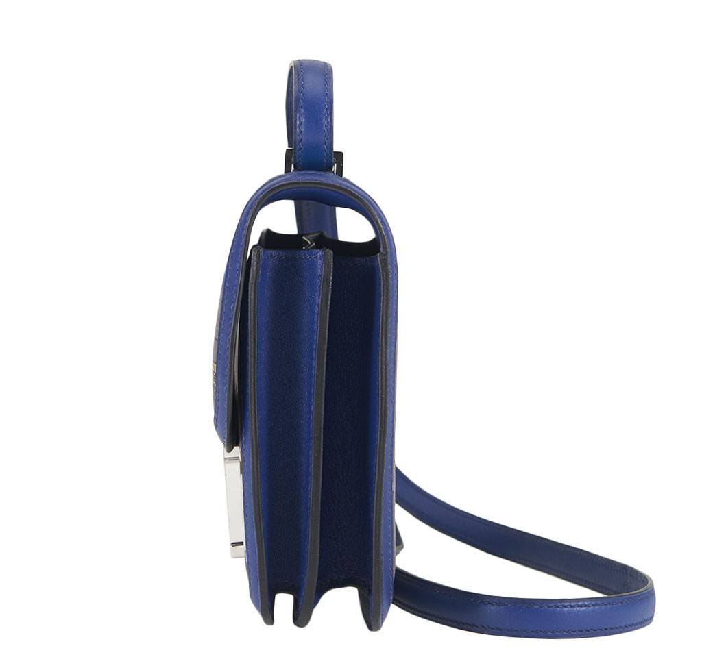 Hermes Constance Mini 18 Brasil Graphite Blue Thalassa Silk Swift Leather Palladium Hardware
