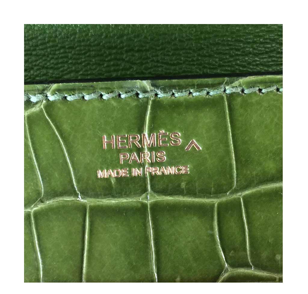 Hermes Goodlock Clutch Pelouse Porosus Crocodile Gold Hardware
