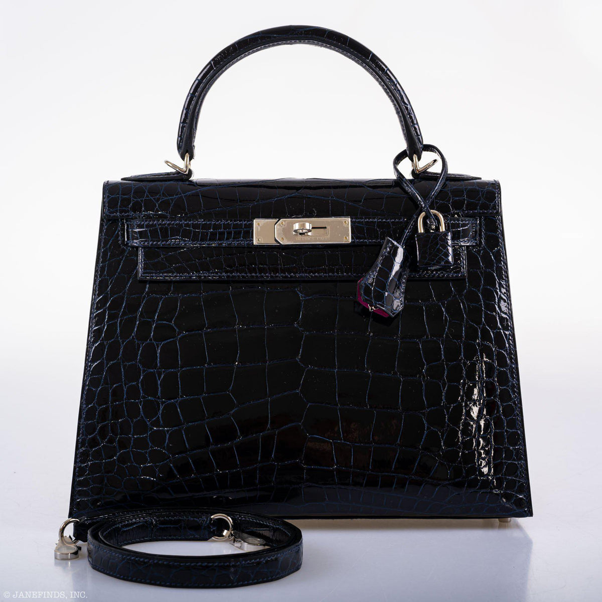 Hermes Kelly 28 Sellier Verso Blue Marine Palladium Hardware - 2019, D