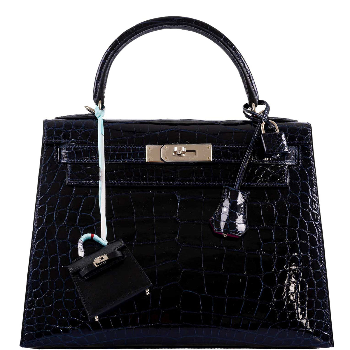 Hermes Kelly 28 Sellier Verso Blue Marine Palladium Hardware - 2019, D