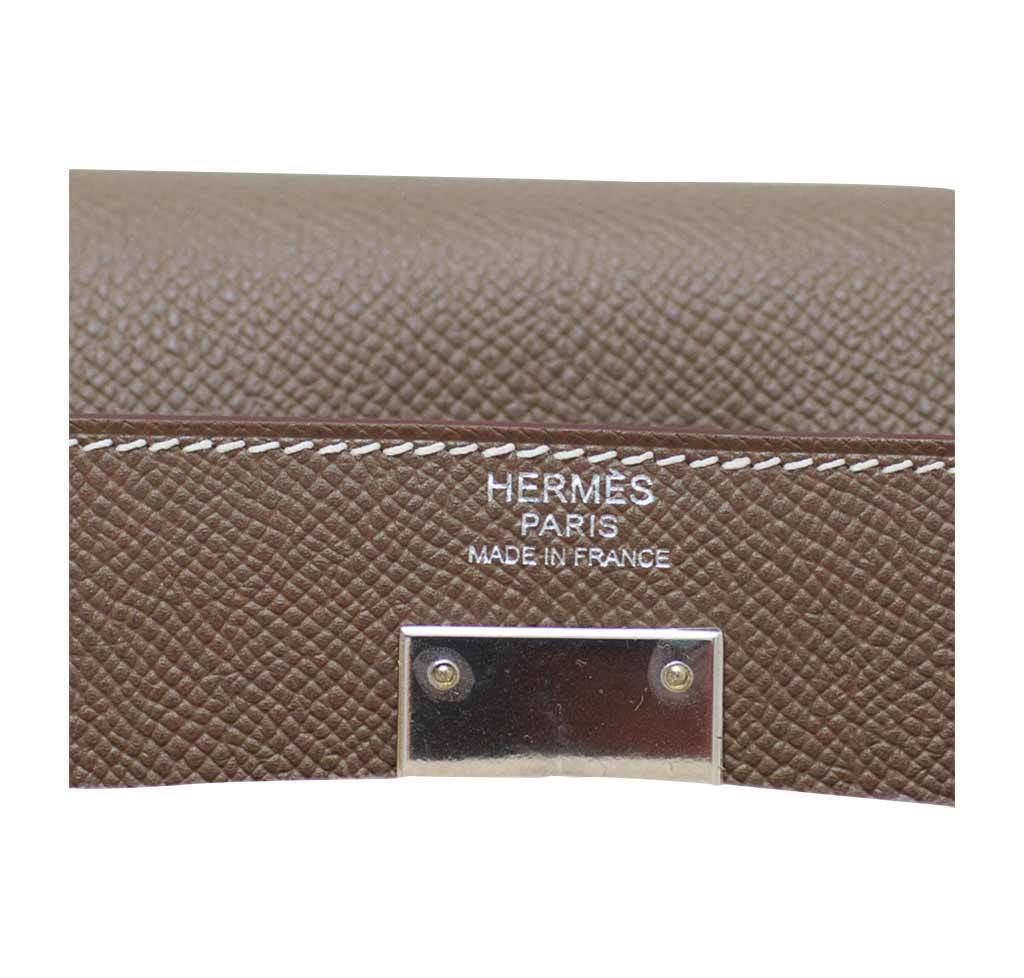 Hermes Kelly Sellier 32 Etoupe Epsom Leather Palladium Hardware