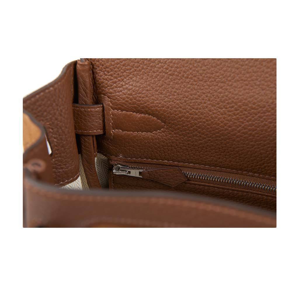 Hermes Kelly Grizzly 32 Fauve Gold Suede Togo Leather Palladium Hardware