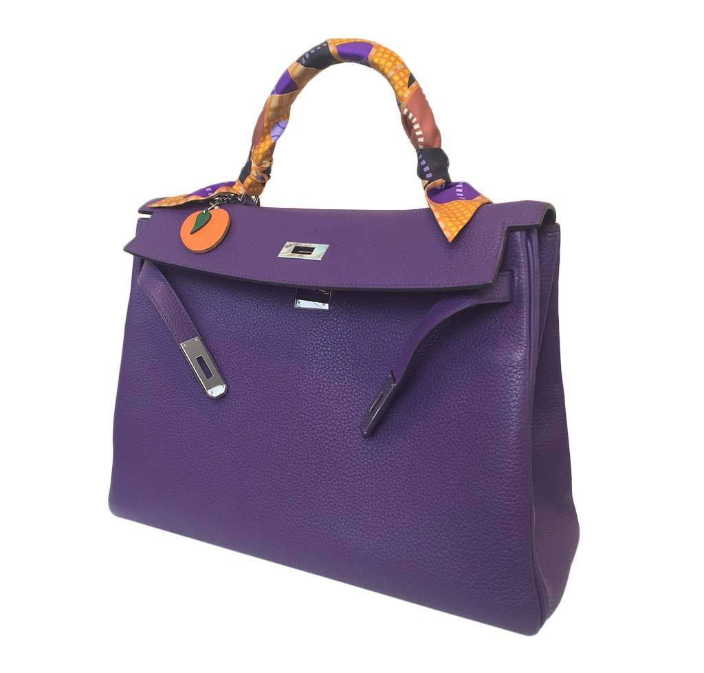 Hermes Kelly 35 Ultraviolet Togo Leather Palladium Hardware