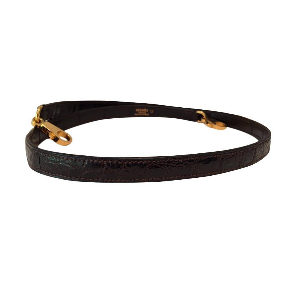 Hermes Kelly Sellier 28 Graphite Alligator Gold Hardware