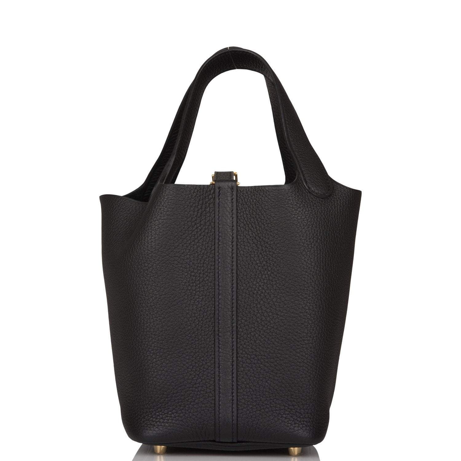 Hermes Picotin Lock 18 cm Black Clemence Leather Gold Hardware