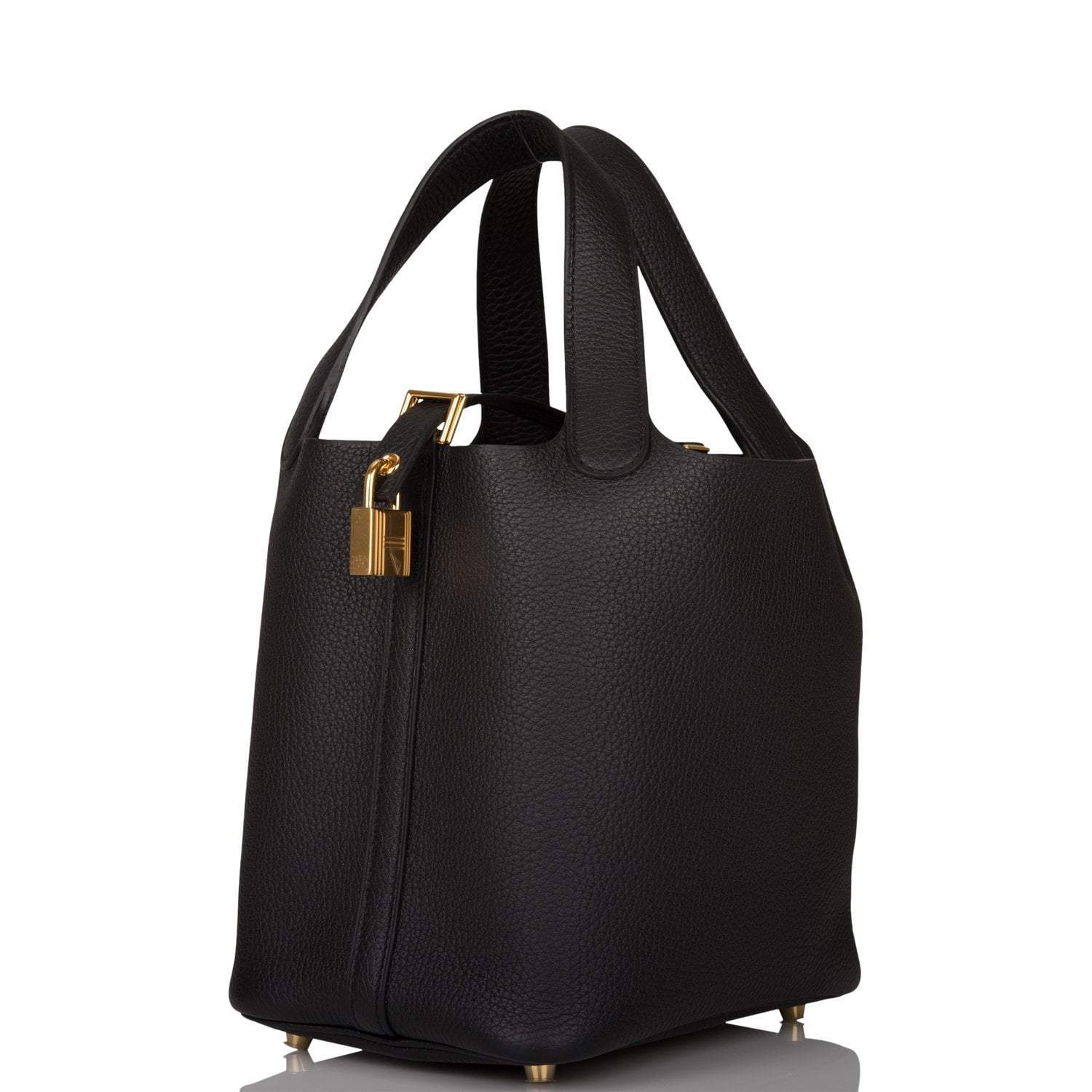 Hermes Picotin Lock 18 cm Black Clemence Leather Gold Hardware