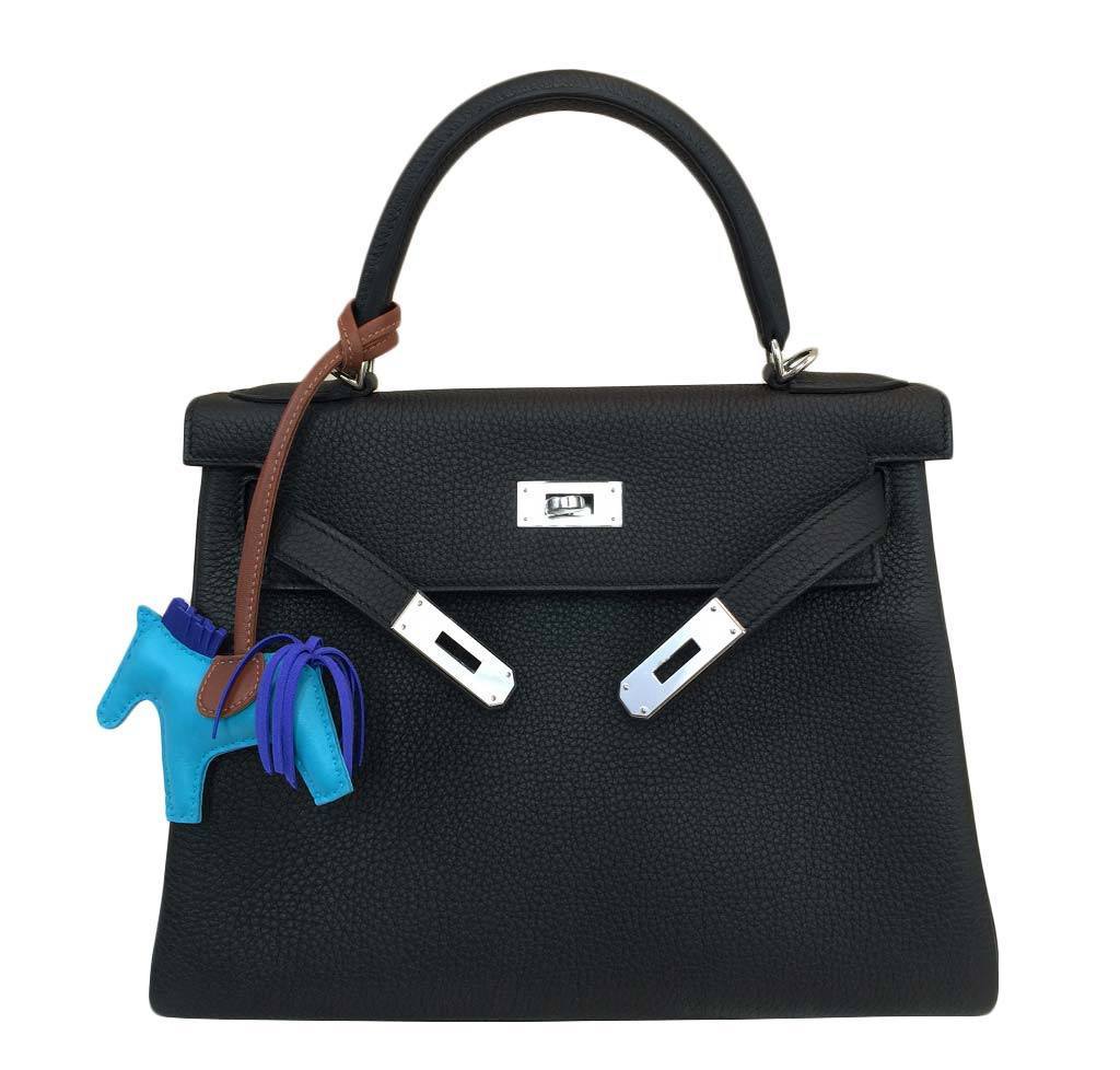 Hermes Kelly 28 Black Togo Leather Palladium Hardware