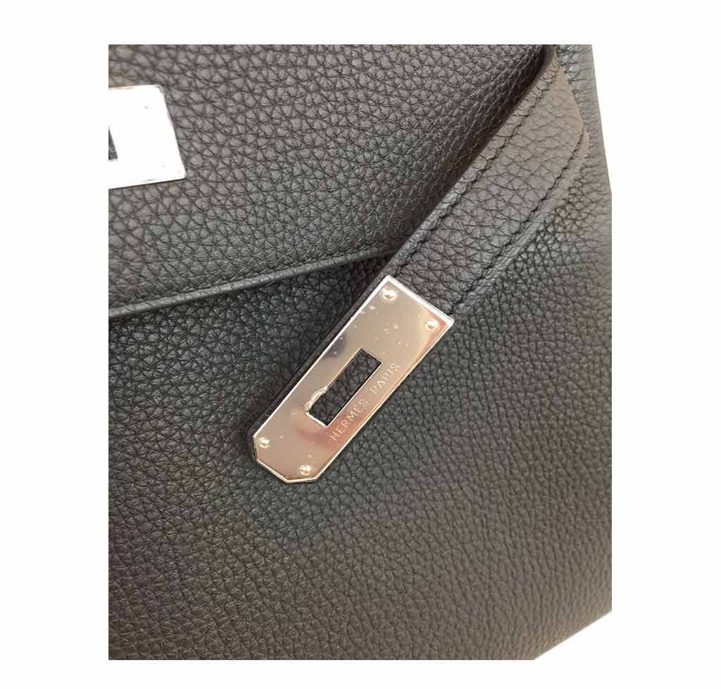 Hermes Kelly 28 Black Togo Leather Palladium Hardware