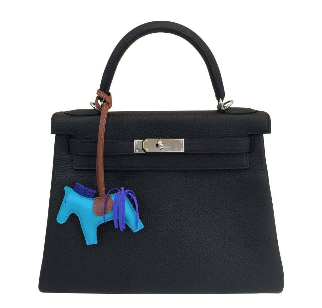 Hermes Kelly 28 Black Togo Leather Palladium Hardware