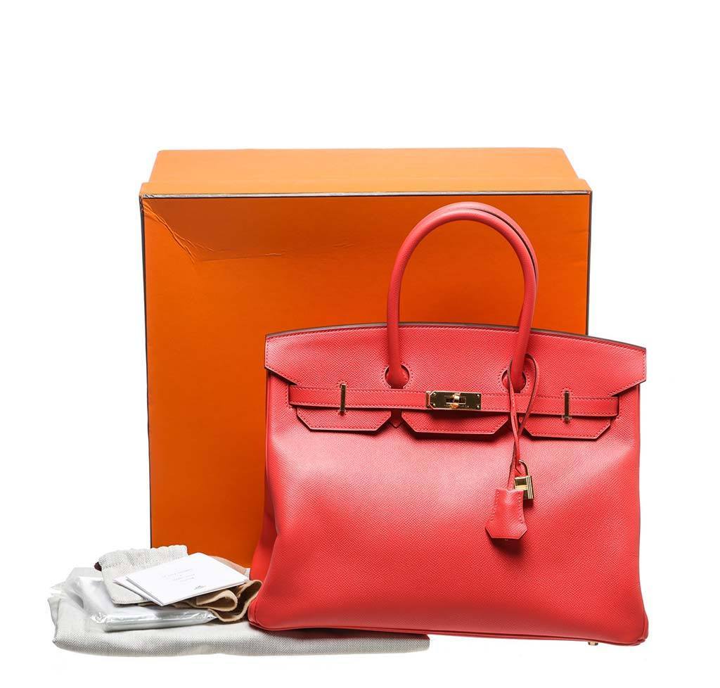 Hermes Birkin 35 Rouge Pivoine Epsom Leather Gold Hardware