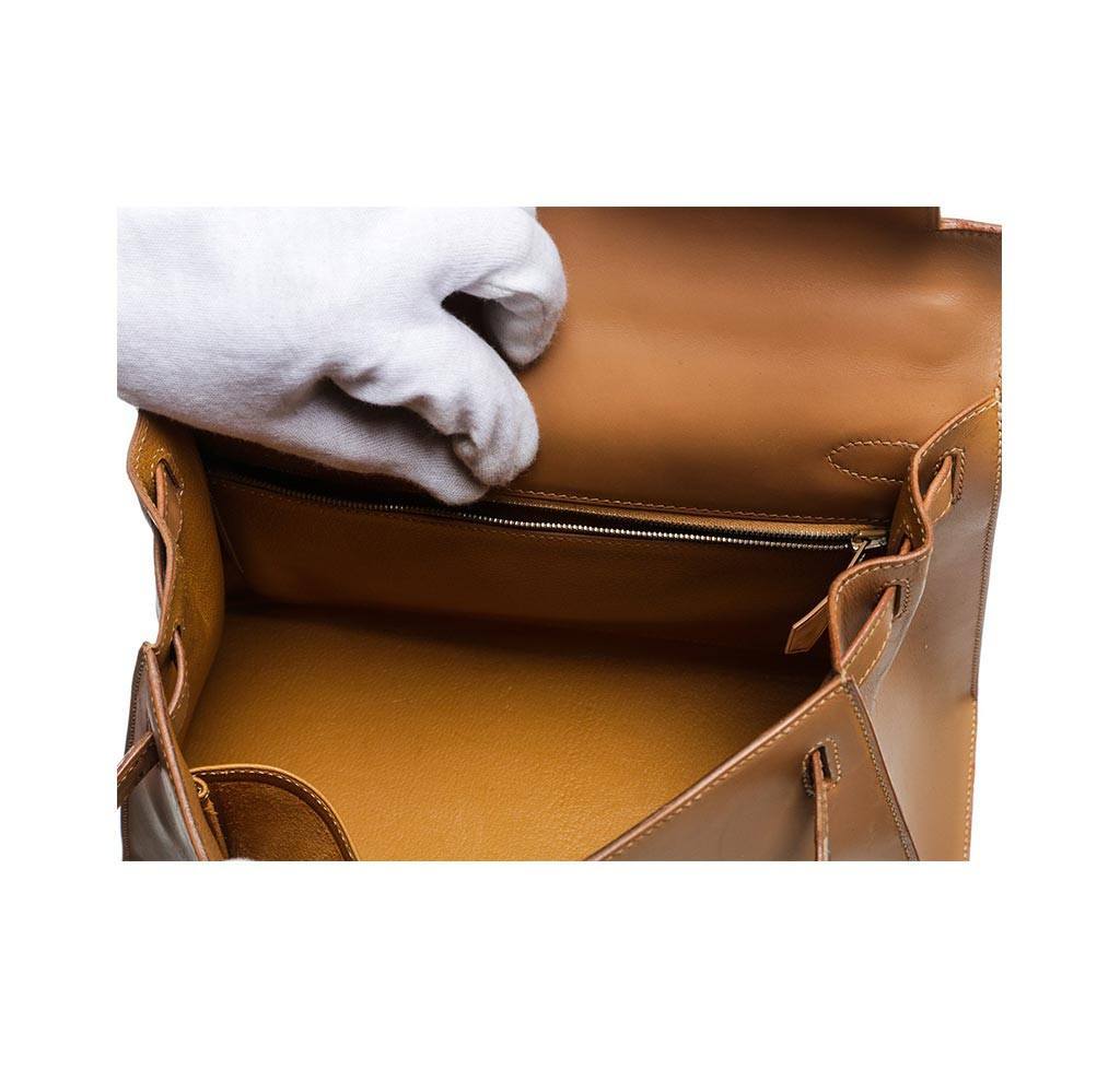 Hermes Kelly 32 Gold Natural Leather Gold Hardware