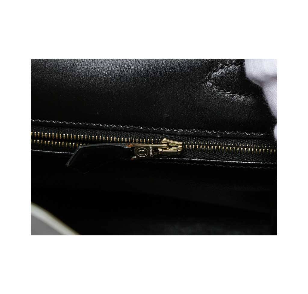 Hermes Kelly 32 Black Box Leather Gold Hardware