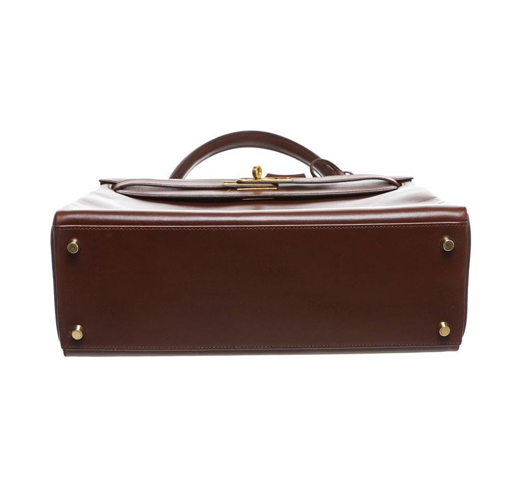 Hermes Kelly 32 Brown Box Leather Gold Hardware