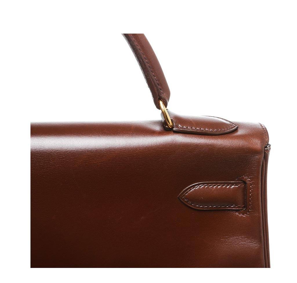 Hermes Kelly 32 Brown Box Leather Gold Hardware