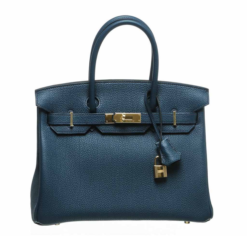 Hermes Birkin 30 Bleu Prusse Togo Leather Gold Hardware